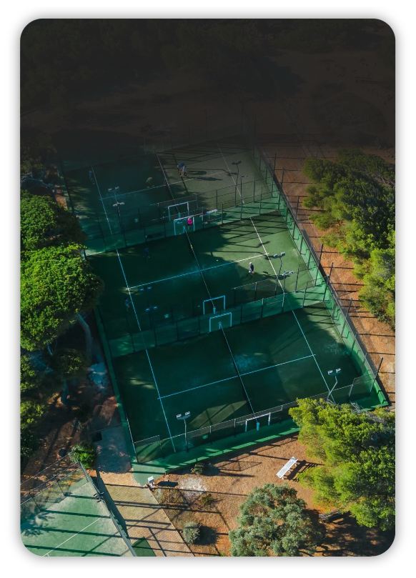 Aerial view of a forest padel club